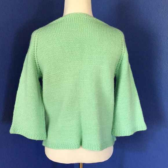 Vintage 1950s mint sea foam green handmade sweater cardigan pinup rockabilly - Picture 6 of 15